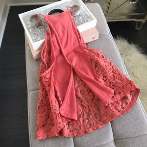 Free People Open Back Floral Lace Tank Top